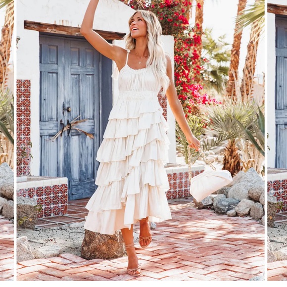 Vici Dresses & Skirts - NWT Vici Asymmetrical Cotton Ruffle MIDI Dresss